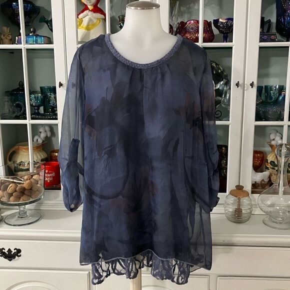 Mixed Texture Lace Tiered Boho Blouse | Medium - Picture 1 of 13